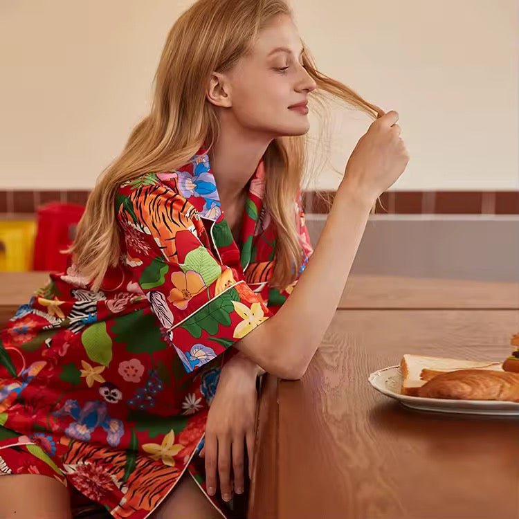 RUBY PYJAMA SET, IN RED MULTI SHORT